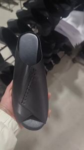 [Free Shipping] Summer 2025 retro chunky heel open-toe mules mid-heel soft leather shoes for mothers comfortable and breathable shoes