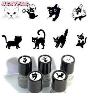 JCSYFAC Dễ thương phim hoạt hình màu đen Kitten tem đáng yêu hình dạng Tạp Chí tem DIY scrapbooking trang trí cắt dán signets cho sự lựa chọn của bạn