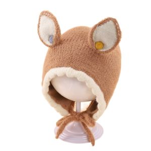 DRESSPLUS Baby Pullover Cap Rabbit Ear Knitted Hat Soft Elastic Brimless Beanie Solid Color Furry Dome Boys Girls Winter Warmer Outdoor Cute Cartoon All-match Fashion Personality Versatile Gift