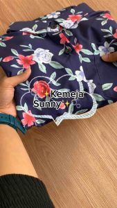 NJ Sunny Kemeja Polyester Motif Bunga Lengan Panjang OOTD Korean Style