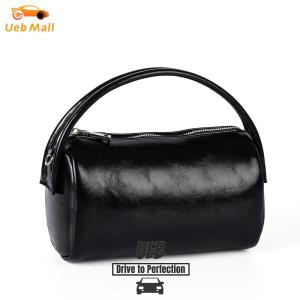 [UEB Mall] PU Leather Pillow Bag Adjustable Shoulder Strap Satchel Handbag Zipper Large Capacity for Women Dating Shopping Outing