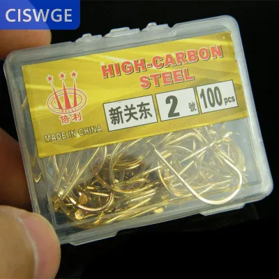[COD] CISWGE 100 cái mới Kanto barbless vàng cá móc dài Shank Đen Pit cá chép và cá chép ngư cụ