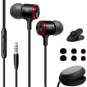 Extra Bass Stereo Metal Earphone With Mic Noise Cancelling Wired Earfon Earpiece Headset Universal 3.5mm Headset Wired