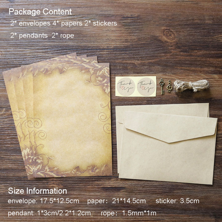 4 2 Metal Accessories Classic Envelopes Sheets Writing Hemp Papers With