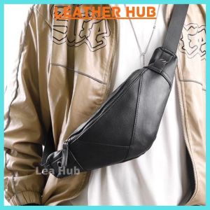 With VIDEO Msia Stock Mens Leather Waist Pouch Chest Bag Sling Stylish Waist Pack Multipurpose Formal Casual Shoulder Bag Crossbody Multifunctional String Prefect Gift for Love One Kulit Halal