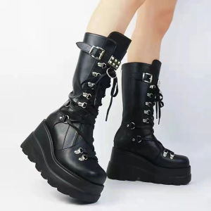 PINKEY P129 SEPATU BOOTS IMPORT WANITA SEPATU MARTIN TINGGI SEBETIS BLACK