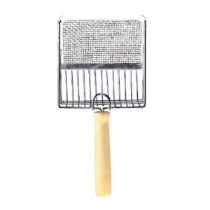 PERNEAKY Lỗ nhỏ Xẻng Dọn Rác cho mèo Tay cầm bằng gỗ 2 trong 1 Xẻng xúc rác cho thú cưng Di động Chống gỉ Dụng cụ vệ sinh nhà vệ sinh cho mèo con Hộp đựng rác
