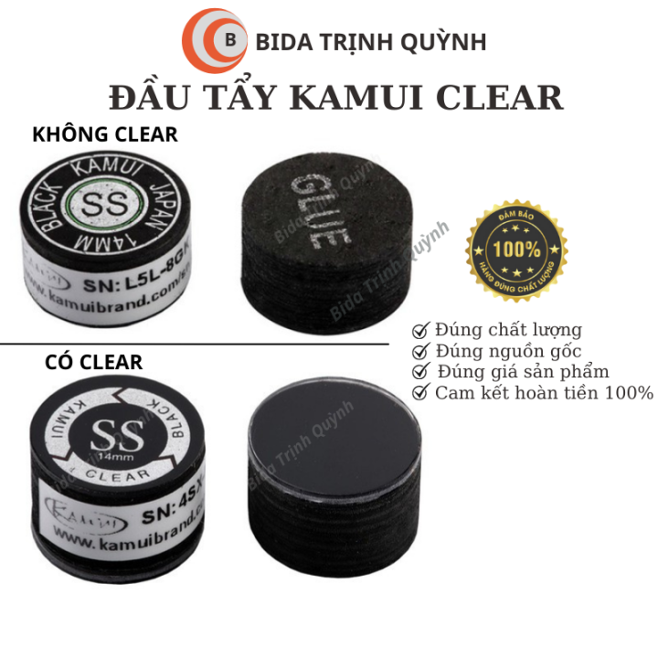Đầu cơ/ Đầu Tẩy KAMUI Clear 2 màu đen , vàng cao cấp nhiều lớp phù hợp với tất cả các loại cơ/gậy BIDA