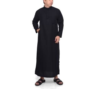 Jubah Gamis Pria Dewasa Panjang Muslim Hitam Polos