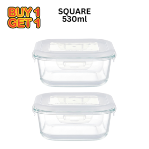 Crystal House B1T1 Borosilicate Glass Food Container Fresh Keeper Meal Prep Bowl Airtight Locking Lid Lunch Box Storage