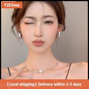 【Local shipping】 Vintage Gold Plated Chunky Dome Drop Earrings For Womens Earstuds Glossy Teardrop Earrings Exaggerated Jewelry Gifts