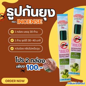 2 กล่องคุ้มกว่า (กลิ่นตะไคร้หอม) ธูปสมุนไพรไล่ยุง ตรา Incense  ไล่ยุง-แมลง ไม่เป็นอันตราย กลิ่นหอม ไม่ฉุน