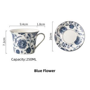 OMK European Luxury Style 250ML Coffee Cup & Saucer Set Bone China English afternoon teacup Ceramic Mug