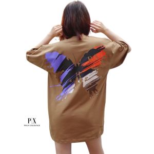 PX Baju Kaos Oversize Cowok Cewek Distro Premium Tshirt Butterfly Wanita Lengan Pendek Katun - 10098