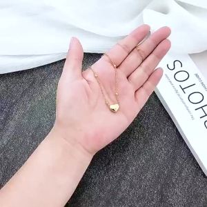 TG Kalung Titanium Wanita Anti Karat Hati Love Liontin Emas Korea 3D Hati Emas Perhiasan Anti-Luntur Panjang Dapat Disesuaikan Pakai Sehari-hari