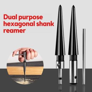 LUXURYLYN 2Pcs/Set Carbon Steel Tapered Reamer Tool Hexagonal Shank Round Shank Chamfer Taper Reamer Set Durable 3-13mm 5-16mm Hole Opener