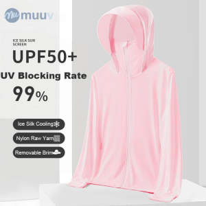 Muuv-It Women Ice Silk Sunscreen Clothing Sport Quick Dry Skin Windbreaker With Pocket Outdoor Sun-Protective Clothes