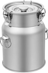 Milk Can 1-Gallon Milk Jug Container Stainless Steel Bucket with Sealed Lid and Carry Handle Airtight Food Storage Container for Home Farm Commercial Kitchen