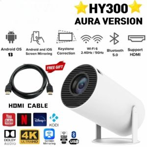 HY300 Smart Projector 4K UHD Portable Projector Mini Projector for Phone with WiFi And Bluetooth