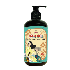 Dầu gội bồ kết mần trầu hương nhu: giảm rụng mọc tóc sạch gàu Spa Quê Một Cục 500ml