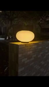 YFD  Solar Powered Outdoor Waterproof Pillar Lamp Villa Fence Pillar Lamp Round Ball Gate Head Lamp Lighting Fixture