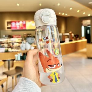 Zootopia Judy Nick Space Cup Cute Judy Girl High-value Plastic Cup Children School Straw Water Cup