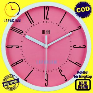 Jam Dinding Quartz Dekorasi Rumah Minimalis Murah Besar Alari AL1155 Abu-Abu Bagus BestSeller