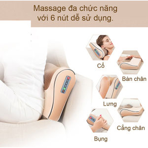 ( Cam Kết Cực Tốt ) Gối Massage Cổ Hồng Ngoại - Máy Mát Xa Cổ Vai Gáy Lưng Chân Tay 20 Bi Lăn Êm Ái Gíup Đỡ Nhức Mõi Thế Hệ Mới - Bảo Hành Đổi Mới