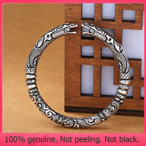 RL-Full of good luck s925 silver. Double dragon bracelet can be adjusted according to the size of the wrist. Stylish and personalized dragon pattern bracelet for men and women.
