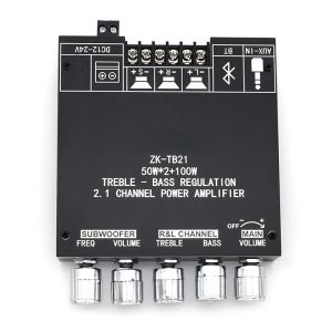 ZK TB21 Miniเครื่องขยายเสียงบลูทูธ5.0ซับวูฟเฟอร์เครื่องขยายเสียง2*50W + Bass 100WชิปTPA3116D2 2.1chระบบ