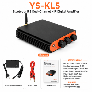 【COD】Bluetooth Hi‑Fi Digital Power Amplifier TPA3255 Chip 600W 2‑Channel Class‑D Stereo Amp Bluetooth 5.3 With Subwoofer Output Bass Treble Control USB AUX RCA Input For Home Audio Home Theater Household Speakers