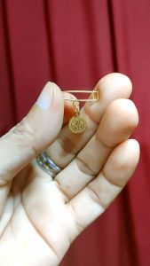 St. Benedict Small Miraculous Medal Baby Pin 1cm Original for (ANTI-Usog balis diwata incanto atbp) for Protection Against Evil. 18K non Tarnish Stainless Gold