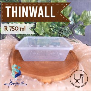 Thinwall R 750 ml Berlian isi 25 Food Container Box Thinwall VARIASI PERSEGI PANJANG MURAH + tutup / kotak makan plastik KLIR - ANTI PECAH - ANTI BOCOR tinwal makanan isi 25 pcs variasi 1000 ml s/d  500ml termurah