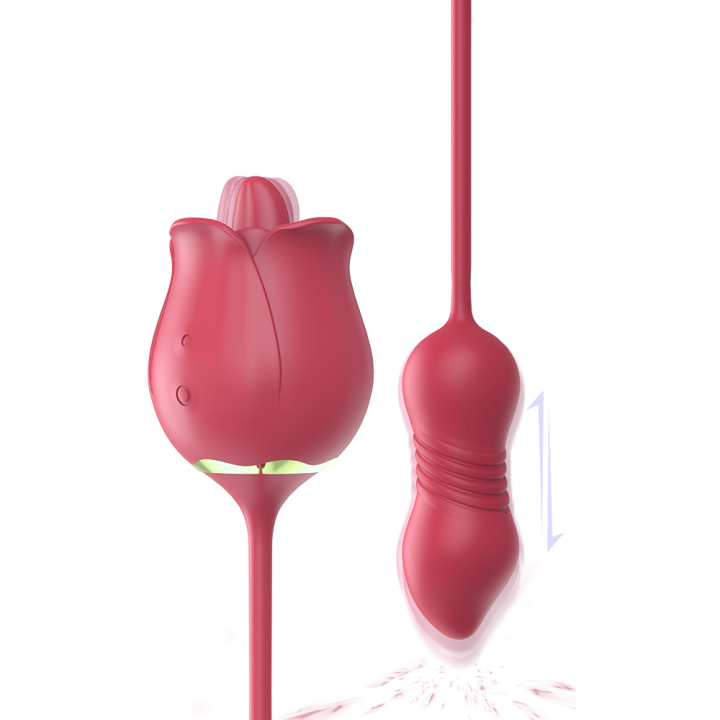 S-Hande Rose Pro 7 Dual Purpose Vibrator Tongue and Moving Butt Plug Sex Toy  for Women Medical Silicone + Abs Anal Toys 9 Modes Tongue Licking & Auto  Thrusting Ipx7 Waterproof Sex