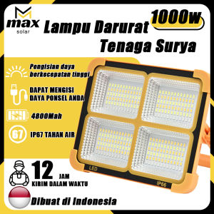 【MAX】Lampu Tenaga Surya Emergency 1000W IP67 Tahan Air Lampu Tenaga Surya Tahan Air untuk Pencahayaan Darurat Hemat Energi Cocok untuk Outdoor Camping dan Aktivitas Luar Ruangan【3 Tahun Garansi】