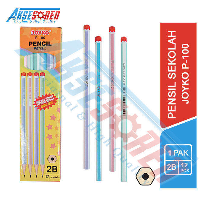 Pensil 2b Joyko [p 100 12 Pcs] Alat Tulis Ujian Komputer Pencil