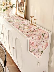 American-Style Advanced Table Runner Side Cabinet Long Tea Table Decoration Cotton and Linen Cover Cloth Cotton and Linen Table Runner