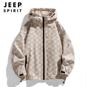 Jeep Spirit High-quality Long-sleeved Spring and Autumn Printed Letters Windproof and Rainproof Stand Collar Loose Trend Jacket Coat Clothes Men