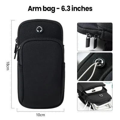 Phone Arm Bag with Headphone Jack Waterproof Breathable Sports Running Bag Jogging Fitness Gym Mobile Phone Holder