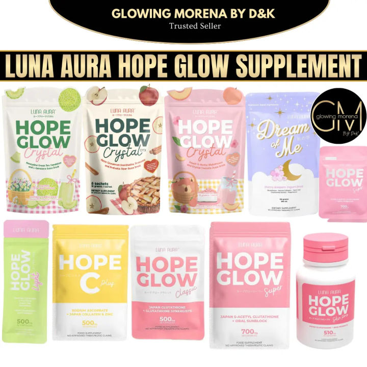 LUNA AURA Hope Glow Super, Clic, Dream of Me, Crystal , Biggies, Minis, Apple Cinnamon, Honey Dew, Hope Glow Light, Hope C Glutathione Vitamin C Zinc Supplement Beauty