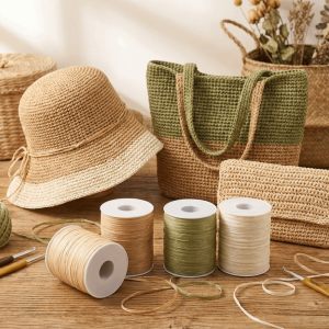 INNEED 120M mỗi cuộn Sợi Raffia Dệt vải Bền bỉ Sợi móc Chất lượng cao cấp Thân thiện với môi trường Ruy băng mũ móc Tự làm