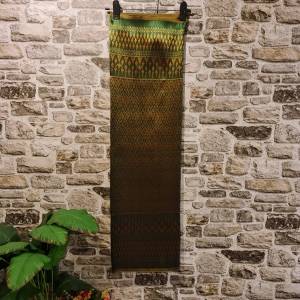 141.ผ้าฝ้าย ผ้าทอทั้งผืน ลายมัดหมี่ คั่นขอนาคี สีเขียว