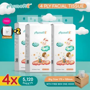 【BUY 1 TAKE 3】Munafie Hanging Facial Paper 4 Ply Large Size Soft & Smooth Natural Wood Material