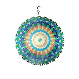 COOLSOOL Sắt Chuông gió xoay dây chuyền trong vườn Họa tiết mandala Đồ trang trí treo tường Sáng Tạo Trang trí nhà cửa Con quay gió 3D