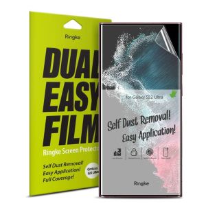 [2 Gói] Miếng Dán Dễ Dàng Kép Ringke Cho Samsung Galaxy S23 Ultra Bảo Vệ Màn Hình Che Toàn Bộ Cao Cấp Cho Galaxy S22 Ultra S23 Plus +