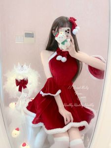 U Gonna S Giáng Sinh Quần Áo Ngủ Cho váy nữ Màu Đỏ Không Tay nâng Đồ Lót Quần Áo Ngủ Thời Trang 2025 Mới Thiết Kế Đàn Hồi Đảng Món Quà Giáng Sinh