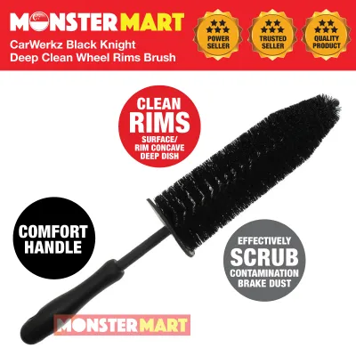 Carwerkz Black Knight Wheel Rim Brush (Medium Soft Bristle Wheel Rim Brush to clean your rims gently)