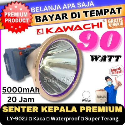 [COD] Senter Kepala Premium Kawachi 90w 90 Watt Super LED Super Terang LY-902J Waterproof Lithium Cas Recas Rechargeable Isi Ulang Tahan Lama 20 Jam 5000 mAh Headlight Berburu Reflektor Metal dan Kaca Laz COD Bisa Bayar di Tempat Sasa Mall