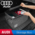 For Audi Storage Box with Lid，Luxury Alcantara Storage Box Car Trunk Organizer For Audi A3 A4 A6 Q2 Q3 Q5 Q7 Universal. 