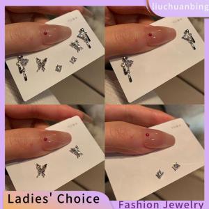 [COD] liuchuanbing Jewellery 6PCS Women Color Rhinestone Butterfly Love Stud Earrings Korean Style Fashion Punk Earring Stud Jewelry Sets Gift